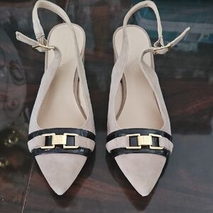 Tommy Hilfiger Beige and Brown Slingback Heels